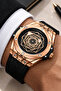 Men's Wristwatch Leather Cord Steel Case Black-Rose with Bracelet Gift Sdcms1109 - 2