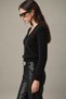Women's Black V-Neck Ultra Soft Textured Sweater - 2