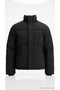 Men's Black Puffer Coat Stand Collar Zipper Pocket Plain Pattern Casual Winter Jjesoho Puffer Collar 12298861 - 7