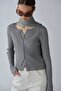 Gray Double Layer Ribbed Knit Cardigan - 8