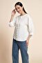 3/4 Sleeve Button-Front Blouse - 2