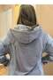 Gray Hooded Denim Detailed Sweat - 4