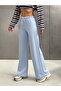 Women's 100% Cotton 3 Thread Waist Tie Flat Leg Sweatpants - Blue - 7