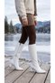 Women's High Heeled Leather Look Long Boots - 7