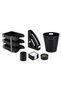 Black Plastic Office Set, 8 Assorted Desktop Office Sets - 3