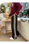 Side Straw Stripe Patterned Baggy Fit Tracksuit Black 5135 - 2