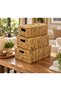 3-Piece Wicker Handmade Knitted Basket Box Set with Lid, In-Cabinet Bathroom Organizer, Multi-Purpose Organizer