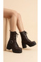 Side Zipper, Lace-Up, High Sole, Front Belt Detail, Women's Long Boots - 2