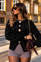 Gold Button Detailed Stylish Knitwear Blouse Sweater with Front Slit