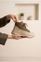 Women's Zippered and Lace-Up Color Block Ankle Sneaker Thick Sole Sports Boots - 3