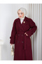Women's Broshe-Detained Belted Lined Premium Oversize Checked Coat - 3