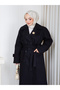 Women's Broshe-Detained Belted Lined Premium Oversize Checked Coat - 3