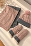 Women's Soft Textured Knitted Scarf Beanie Gloves 3-Piece Winter Set