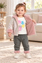 Baby Girl 3 Piece Set Plush Detailed Hooded Shiny Coat Printed Top Patterned Trousers Ak1019 - 5
