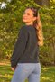 Women's Anthracite V-Neck Ultra Soft Textured Sweater - 7