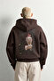Men's Şahin Patch Printed Oversize Hooded Sweatshirt