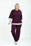 Plus Size Fakir Sleeve Crew Neck High Waist Garnished Long Sleeve Set