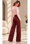 Women's Pink Stand Collar Long Sleeve Modal Ribbed Fabric Blouse with Stitching Detail - 6