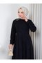 Women's Velvet Tunic Dress with Brooch Detail - 2