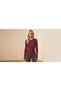Osyho Brand Finger-Looped Claret Red Crew Neck Blouse