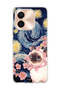 Vivo Y28 Compatible Starry Night Siamese Cat Printed Transparent Phone Case