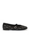 Black Stone Embroidered Adjustable Ankle Strap Stylish Comfortable Women's Ballerinas 666193 - 2