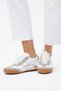 Women's White Lace-Up Flat Sole Sneaker Shoes with Silver Cross Detail - Walking Shoes - 3