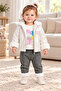 Baby Girl 3 Piece Set Plush Detailed Hooded Shiny Coat Printed Top Patterned Trousers Ak1019 - 4