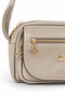 Women's 4-Compartment Soft Leather Cover Gold Color Clover Zipper Crossbody and Shoulder Bag - 4
