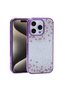 iPhone 15 Pro Case Camera Raised Glittery Drop Stone Silicone - 3