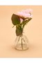 Pink Artificial Flowers With Glass Vase 14x21cm - 4