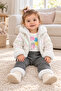 Baby Girl 3 Piece Set Plush Detailed Hooded Shiny Coat Printed Top Patterned Trousers Ak1019 - 5