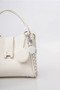 Women's Handbag with Mirror Charm Detail, Stylish Daily Hand and Shoulder Bag, White 18351 - 4
