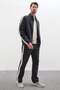 3-Thread Zipper Stand Collar Jacket with Striped Sleeves - 2