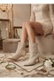 Lace-Trimmed Back-Fastening Boots with a Heel Height of 7 cm
