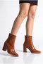 Women's Special Detachable Croco Design Short Boots - Thick Heeled Pointed Toe Zippered Boots - Short Boots - 4