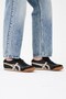 Women's Black Suede Lace-Up Flat Sole Beige Detailed Sneaker Shoes - Walking Shoes - 3