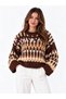 Women's Patterned Crew Neck Oversize Knitwear Sweater