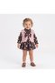 Baby Girl Cotton Polka Dot Bow Collar Romper and Plush Vest Two-Piece Set