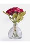 Red Artificial Rose Flowers with Glass Pot - 3