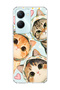 Vivo Y18 Compatible Three Cats Heart Printed Transparent Phone Case with Scarf