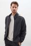 3-Thread Zipper Stand Collar Jacket with Striped Sleeves - 5