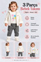 Baby Girl 3 Piece Set Plush Detailed Hooded Shiny Coat Printed Top Patterned Trousers Ak1019 - 2