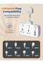 محول قابس تمديد الطاقة، منفذين عالميين، منفذ شحن سريع USB-C 20W PD3.0، 3 منافذ - 4