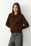 Velto women's polo collar buttoned dark brown sweater - 6