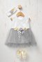 Baby Girl Floral Detailed Tulle Dress with Inner Bodysuit - Shoes and Bandana as Gift - 5