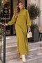 Pearl Detailed Knitwear Dress K3084 Oil Green - 4