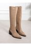 Maggiol Cream Suede Heeled Women's Boots - 4