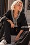New season women's ethnic stripe detail spanish sleeve zippered suede top
