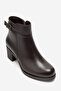 Women's Thick Heeled Buckle Zipper Boots&Booties Real Leather Br 66373 Brown - 2